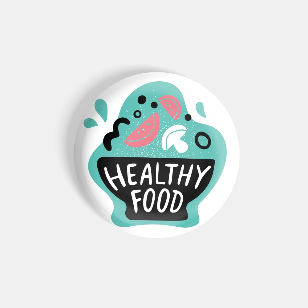 dhcrafts Round Fridge Magnet White Food Lovers Healthy Food Glossy Finish Design Pack of 1 (58 mm)