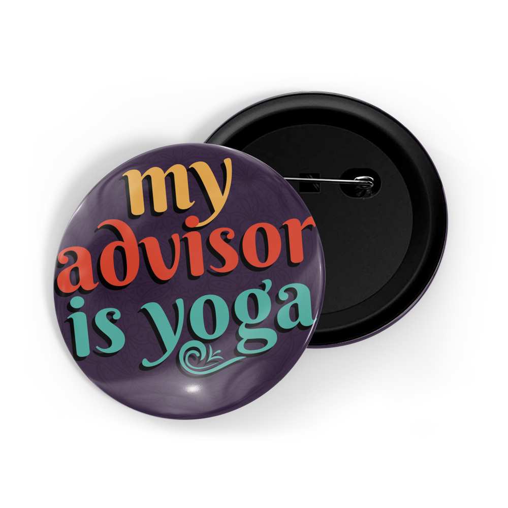 dhcrafts Round Pin Badges Purple International Day Of Yoga D8 Glossy Finish Design Pack of 1 (58mm)
