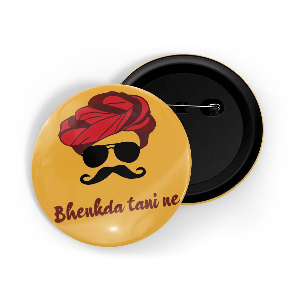 dhcrafts Round Pin Badges Multicolor Gujrati Word Jokham Glossy Finish Design Pack of 1 (58mm)