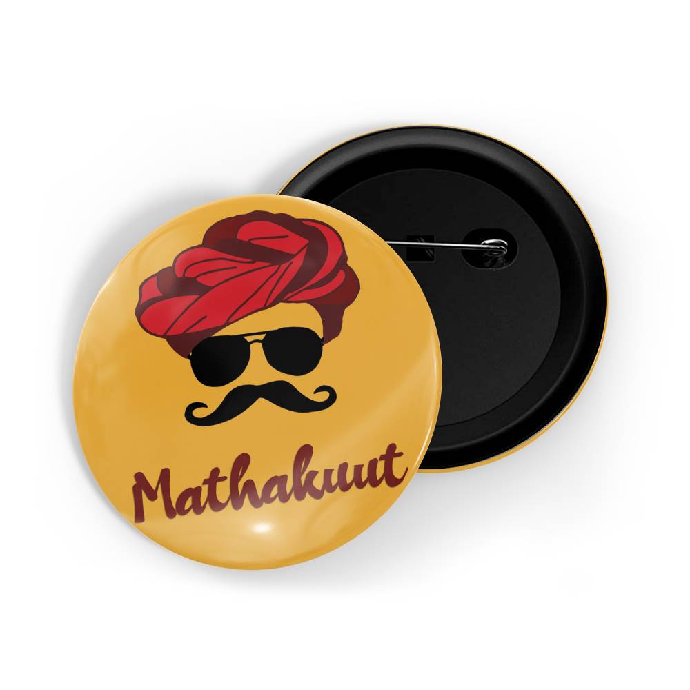 dhcrafts Round Pin Badges Multicolor Gujrati Word Chapu Glossy Finish Design Pack of 1 (58mm)
