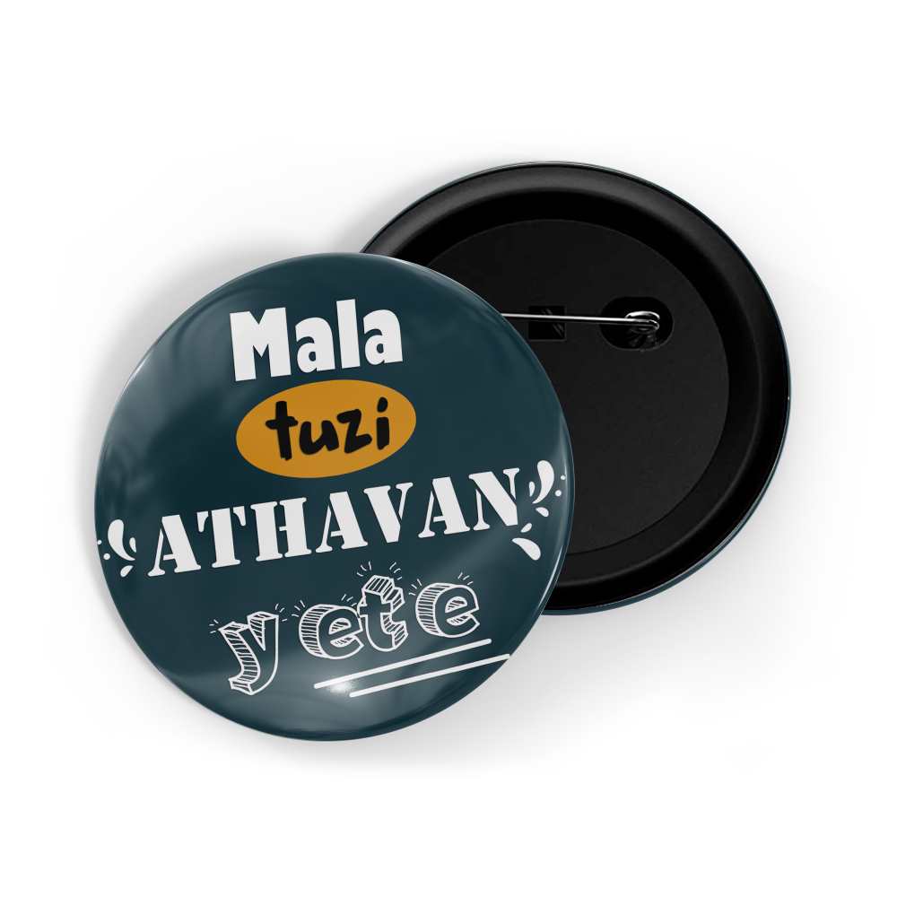 dhcrafts Round Pin Badges Blue Marathi slags / Language / words / sentence Arey Deva Deva Glossy Finish Design Pack of 1 (58mm)