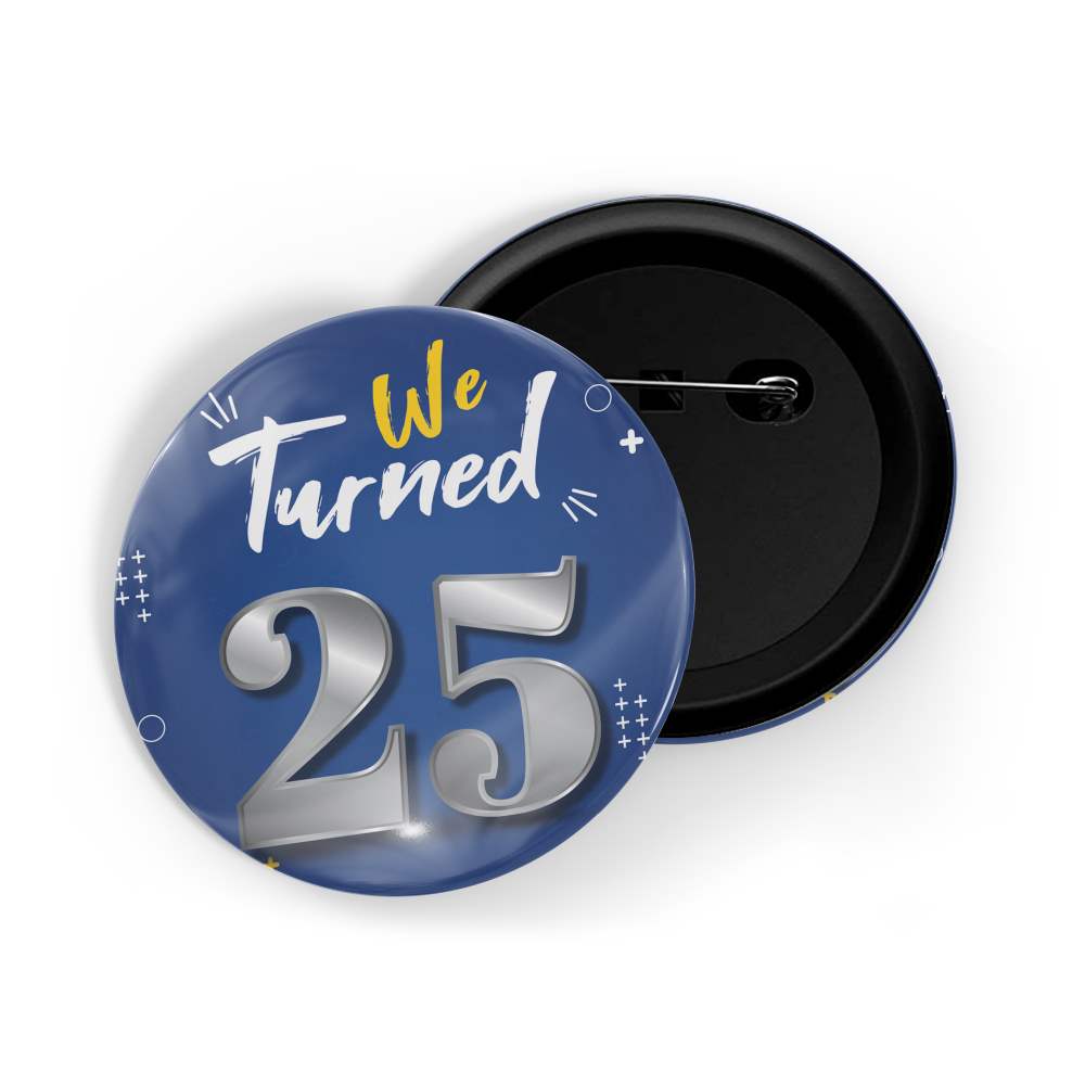 dhcrafts Round Pin Badges Blue We Turned 9 D2 Wedding / Anniversary / Ceremony / Valentine / Office / Firm / Celebration Glossy Finish Design Pack of 1 (58mm)
