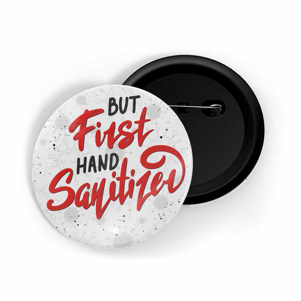 dhcrafts Round Pin Badges Covid White Wash Your Hands coronavirus Covid 19 pandemic positive quote Glossy Finish Design Pack of 1 (58mm)