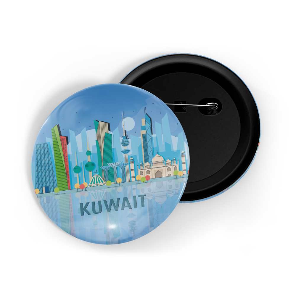 dhcrafts Round Pin Badges Blue Color Places Uzbekistan Asia Glossy Finish Design Pack of 1 (58mm)