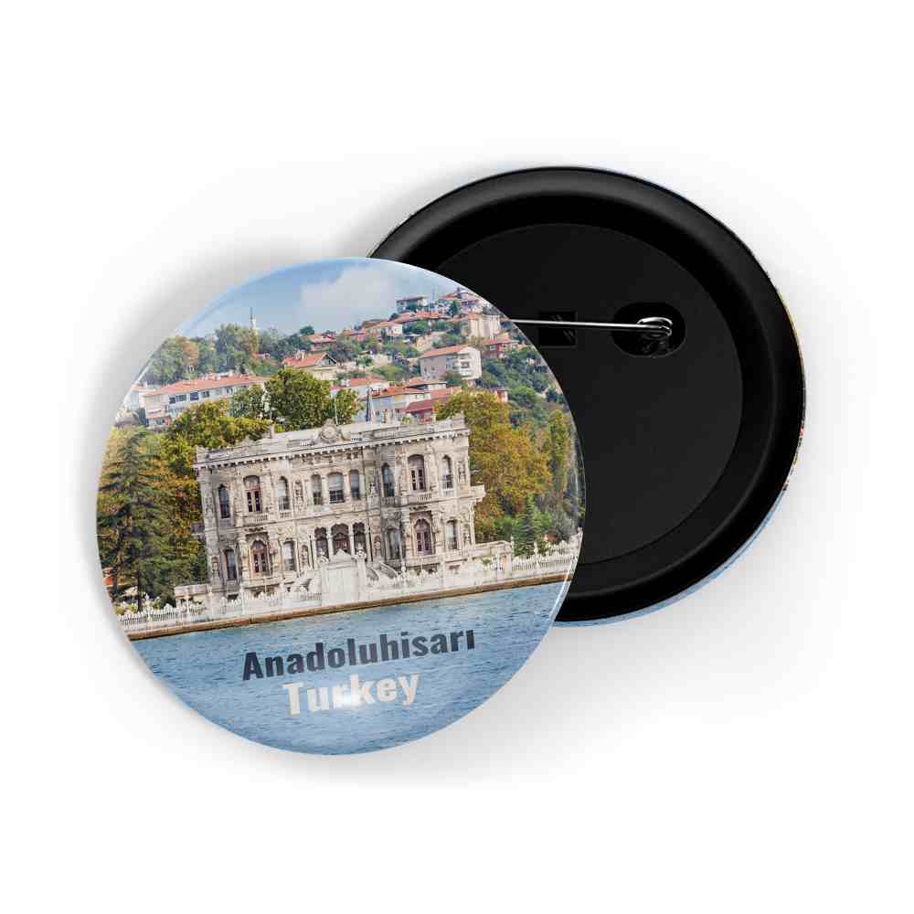 dhcrafts Round Pin Badge Multicolor Famous Tourist Place Alexander The Great Macedonia Square Glossy Finish Design Pack of 1 (58mm)