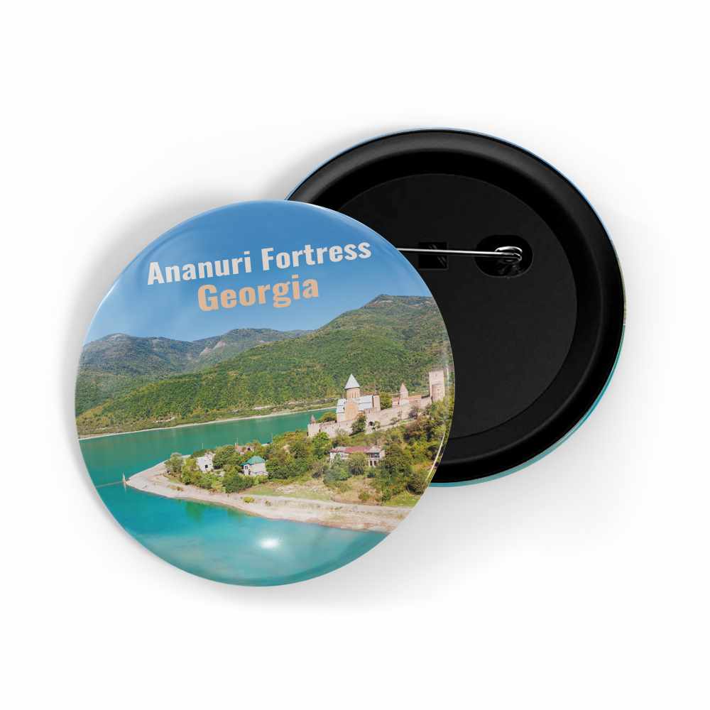 dhcrafts Round Pin Badge Multicolor Famous Tourist Place Macedonia Square Macedonia Glossy Finish Design Pack of 1 (58mm)