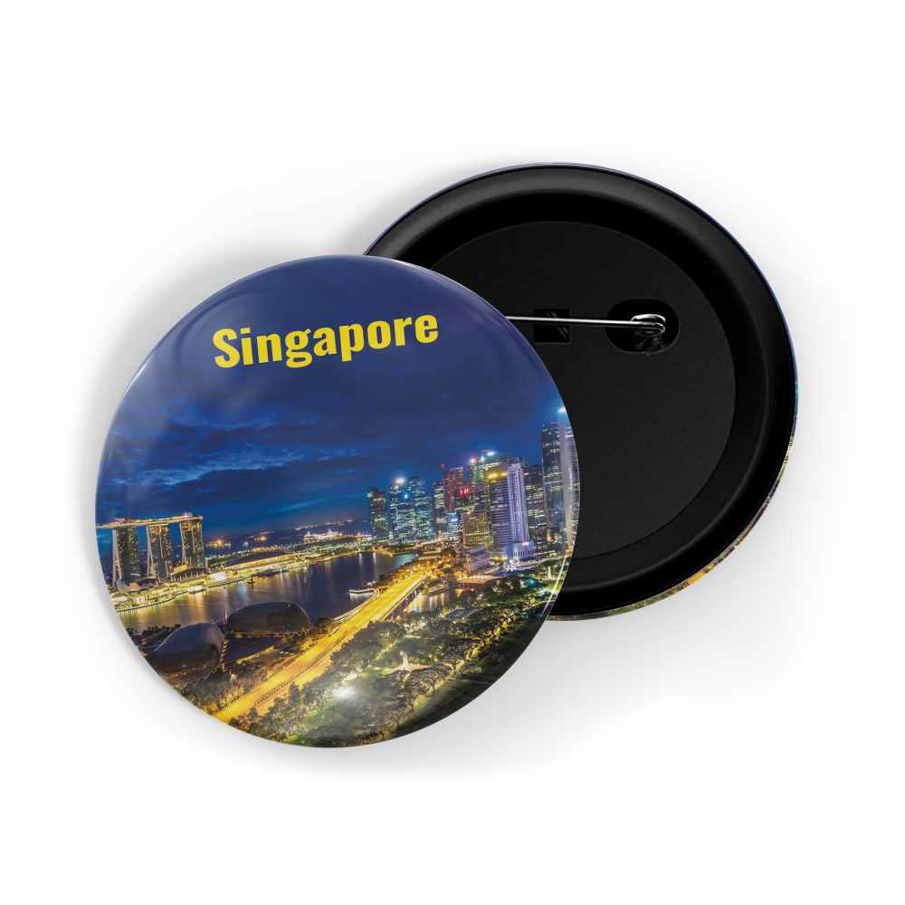 dhcrafts Round Pin Badge Multicolor Famous Tourist Place Pavilion Of Prince Teng Nanchang China Glossy Finish Design Pack of 1 (58mm)