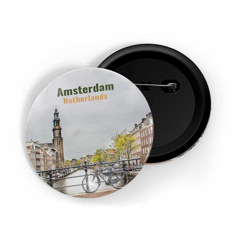 dhcrafts Round Pin Badge Multicolor Famous Tourist Place The Bund Shanghai China Glossy Finish Design Pack of 1 (58mm)