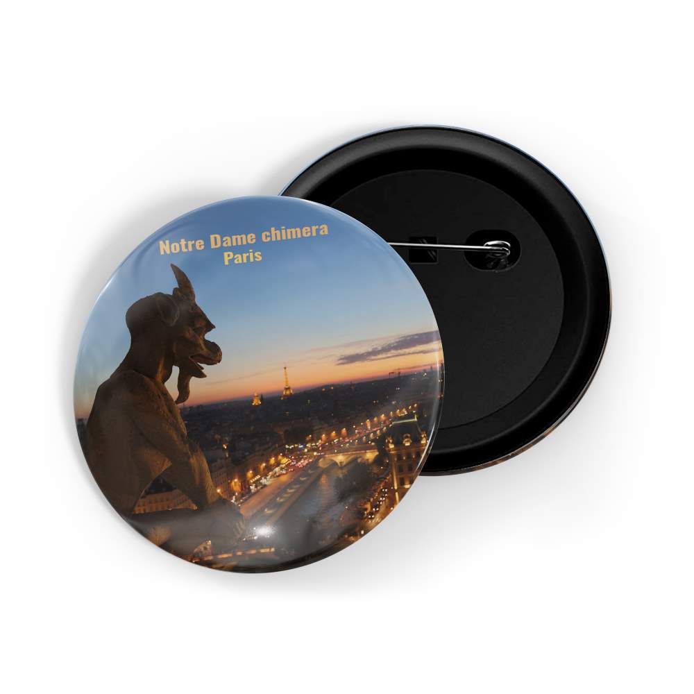 dhcrafts Round Pin Badge Multicolor Famous Tourist Place Paris France Glossy Finish Design Pack of 1 (58mm)