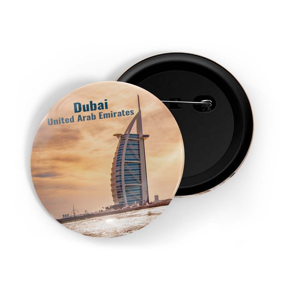 dhcrafts Round Pin Badge Multicolor Famous Tourist Place Haifoss Iceland Glossy Finish Design Pack of 1 (58mm)