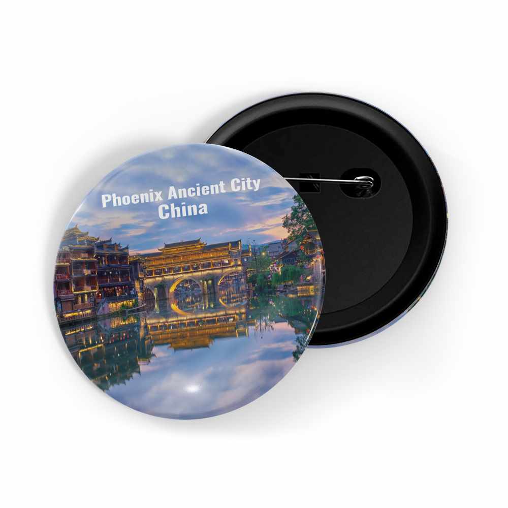 dhcrafts Round Pin Badge Multicolor Famous Tourist Place Buddhist Prayer Wheels Hemis Monastery Glossy Finish Design Pack of 1 (58mm)