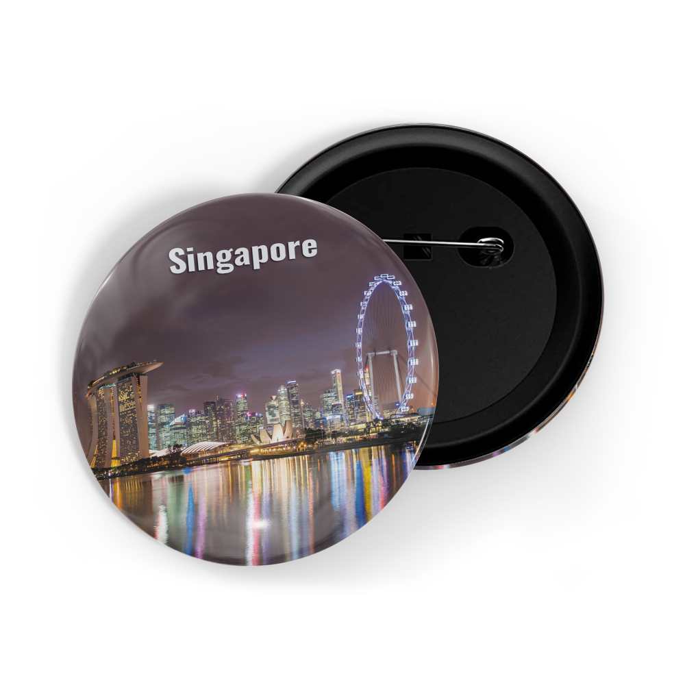 dhcrafts Round Pin Badge Multicolor Famous Tourist Place Petronas Twin Towers Malaysia Glossy Finish Design Pack of 1 (58mm)