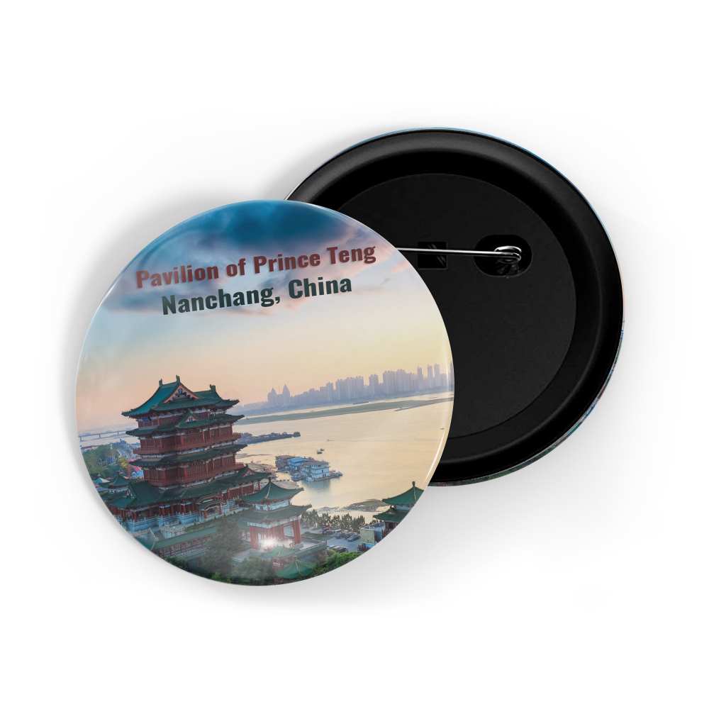 dhcrafts Round Pin Badge Multicolor Famous Tourist Place Central University Library Bucharest, Romania Glossy Finish Design Pack of 1 (58mm)