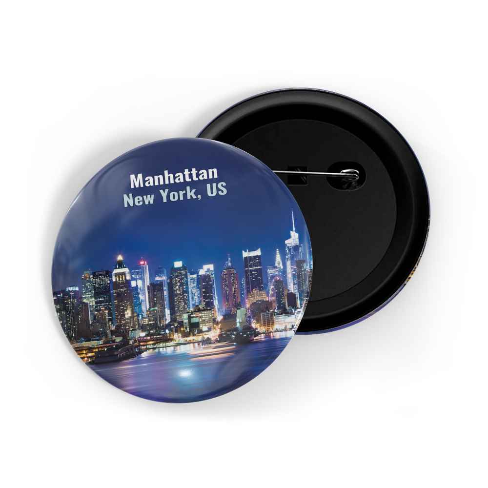 dhcrafts Round Pin Badge Multicolor Famous Tourist Place Empire State Building New York New York United State Glossy Finish Design Pack of 1 (58mm)