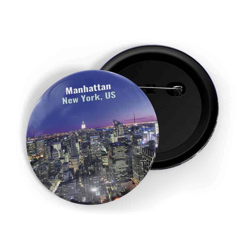 dhcrafts Round Pin Badge Multicolor Famous Tourist Place Equity Residential New York Glossy Finish Design Pack of 1 (58mm)