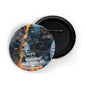 dhcrafts Round Pin Badge Multicolor Famous Tourist Place Manhattan New York City D1 Glossy Finish Design Pack of 1 (58mm)
