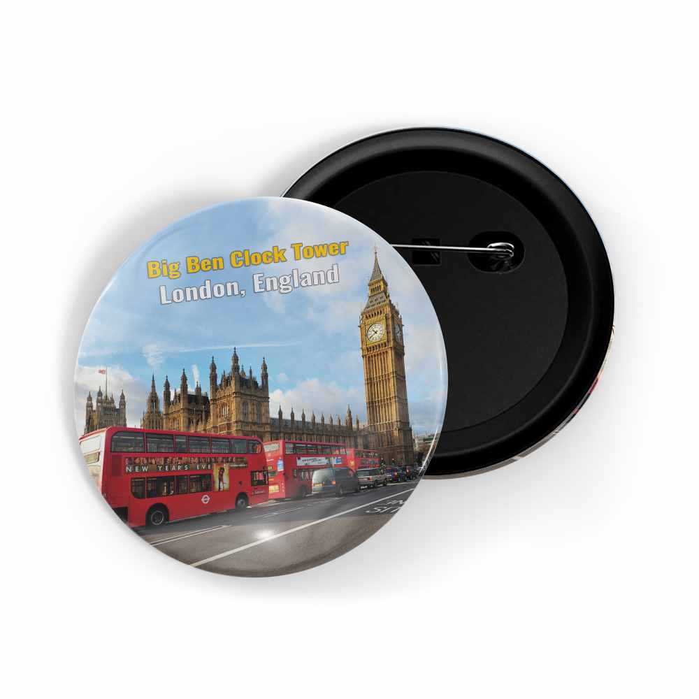 dhcrafts Round Pin Badge Multicolor Famous Tourist Place Boston Harbor United States Glossy Finish Design Pack of 1 (58mm)