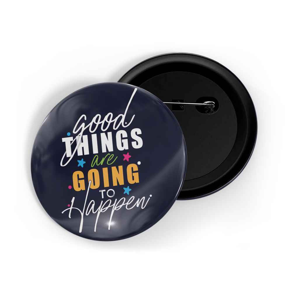 dhcrafts Round Pin Badges Blue Color Monday Vibes Glossy Finish Design Pack of 1 (58mm) (58mm)