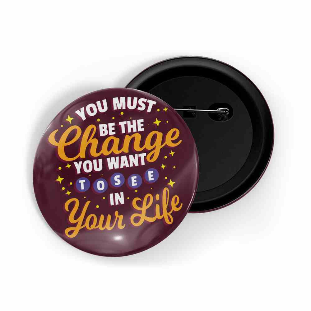 dhcrafts Round Pin Badges Black Color Be The Best Version Of You Glossy Finish Design Pack of 1 (58mm) (58mm)