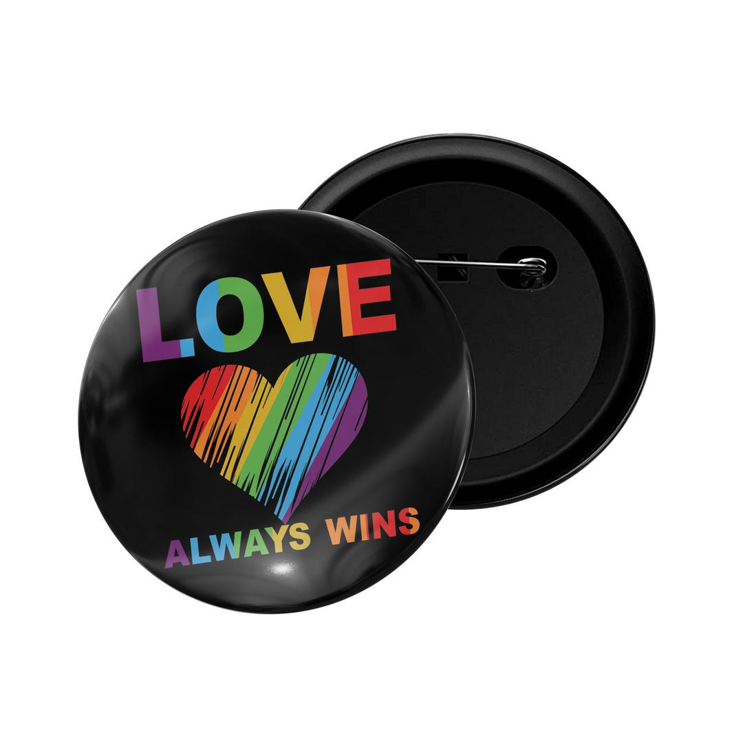 dhcrafts Round Pin Badge Multicolor Love Always Wins Glossy Finish Design Pack of 1  (58mm)