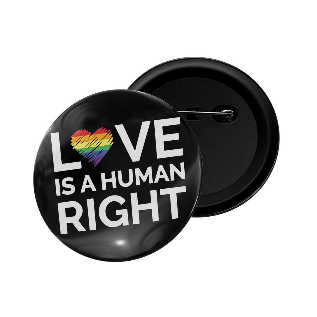 dhcrafts Round Pin Badge Multicolor Love Is A Human Right Glossy Finish Design Pack of 1  (58mm)