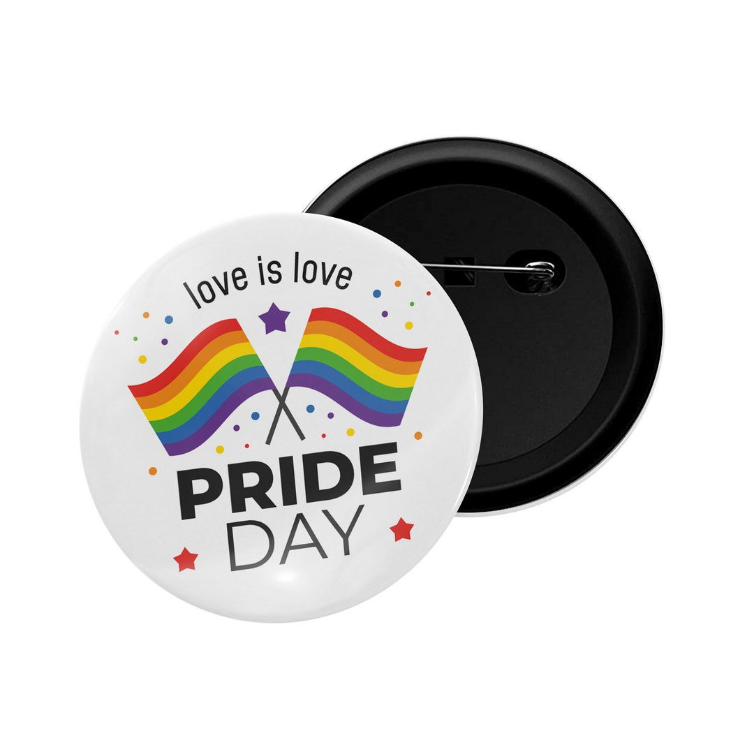 dhcrafts Round Pin Badge Multicolor Love Is Love Pride Day Glossy Finish Design Pack of 1  (58mm)