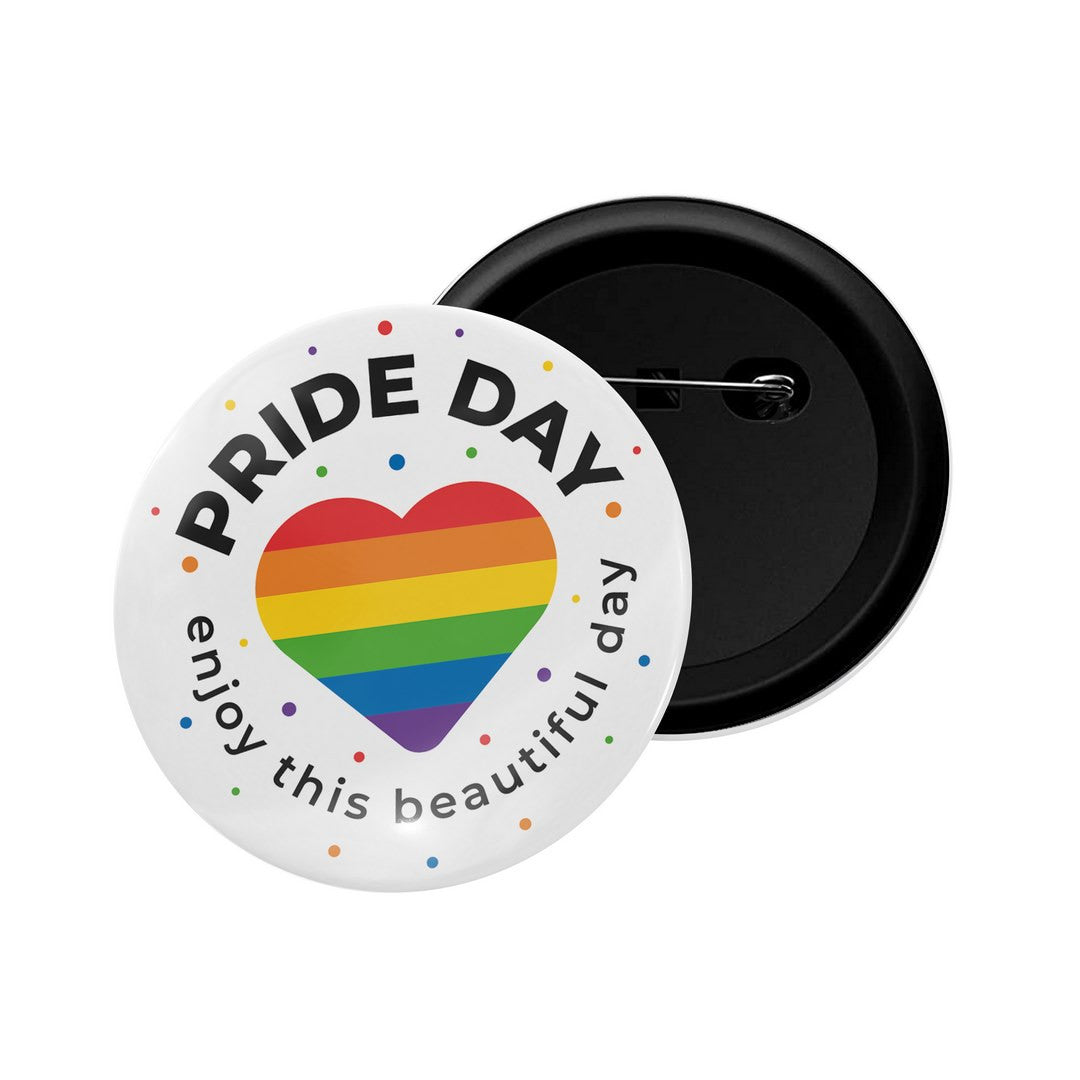 dhcrafts Round Pin Badge Multicolor Pride Day Enjoy This Beautiful Day Glossy Finish Design Pack of 1  (58mm)