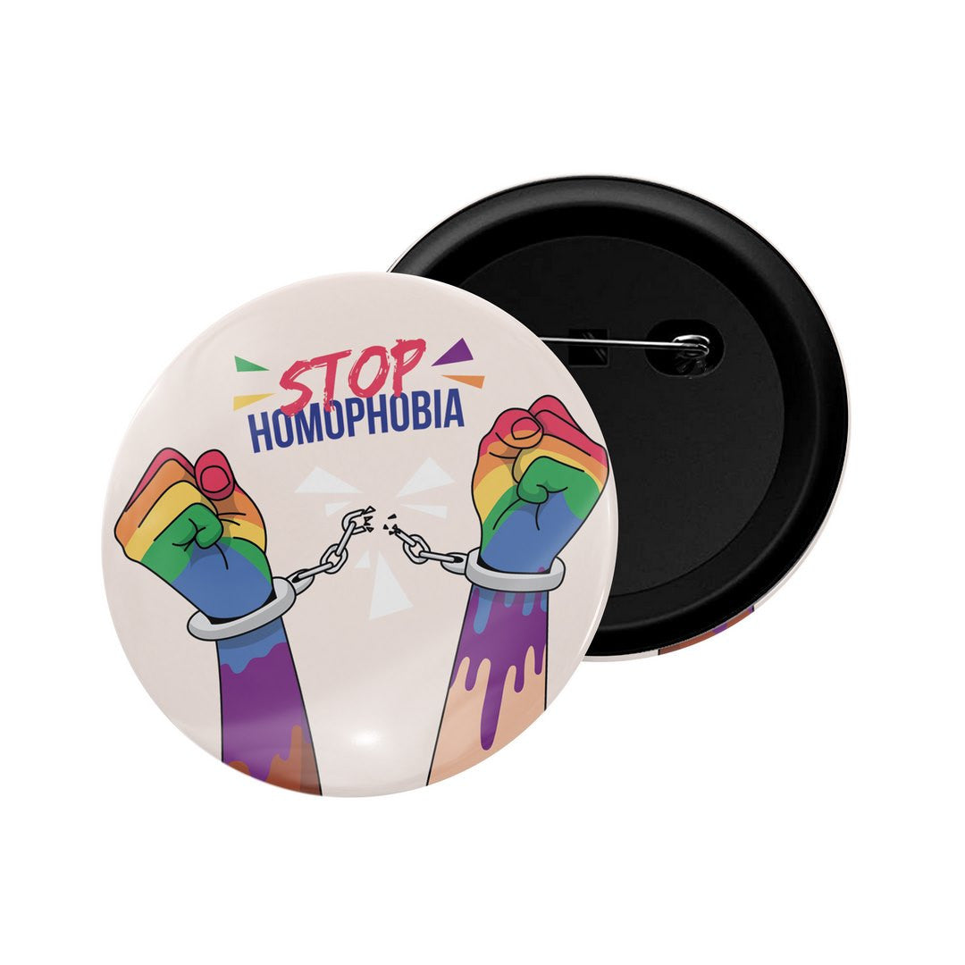 dhcrafts Round Pin Badge Multicolor Stop Homophobia Glossy Finish Design Pack of 1  (58mm)