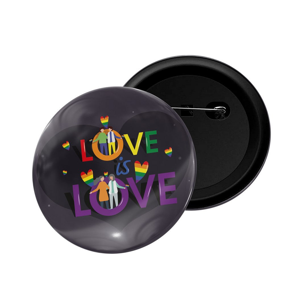 dhcrafts Round Pin Badge Multicolor Love Is Love D3 Glossy Finish Design Pack of 1  (58mm)