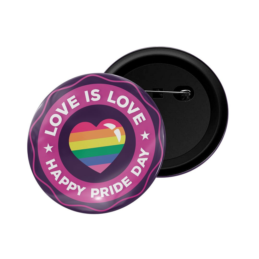 dhcrafts Round Pin Badge Multicolor Love Is Love Happy Pride Day Glossy Finish Design Pack of 1  (58mm)