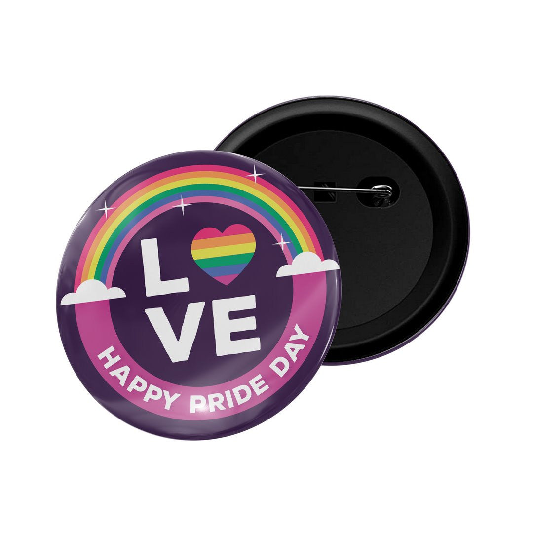dhcrafts Round Pin Badge Multicolor Love Happy Pride Day Glossy Finish Design Pack of 1  (58mm)