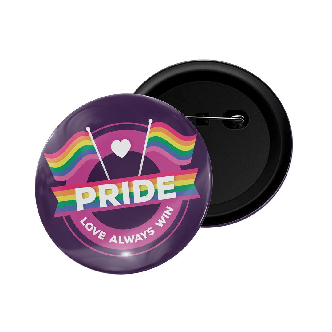 dhcrafts Round Pin Badge Multicolor Pride Love Always Wins Glossy Finish Design Pack of 1  (58mm)