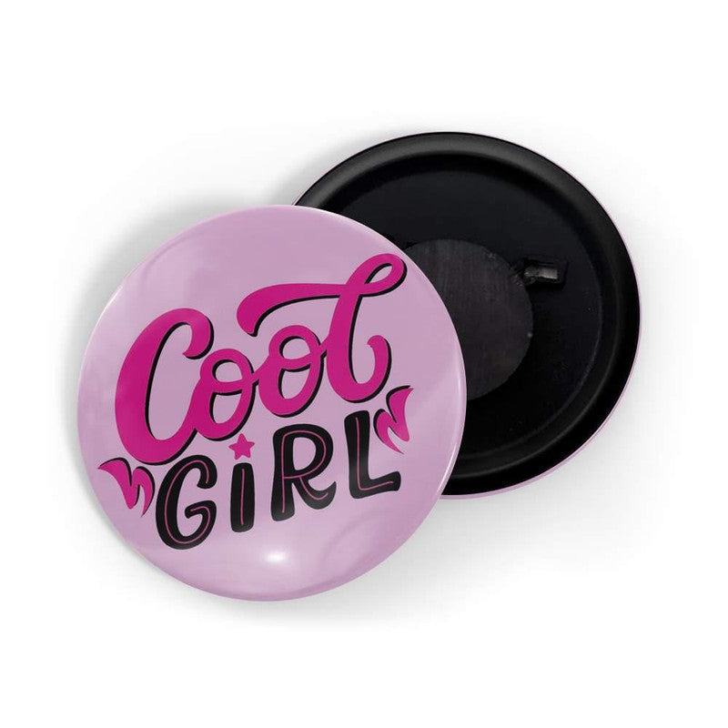 dhcrafts Pink color Round Fridge Magnet Cool Girl Glossy Finish Design Pack of 1 (58 mm)