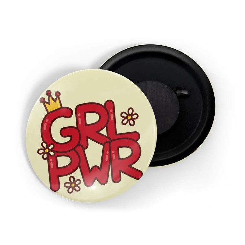 dhcrafts Yellow color Round Fridge Magnet Girl Power D4 Glossy Finish Design Pack of 1 (75 mm)