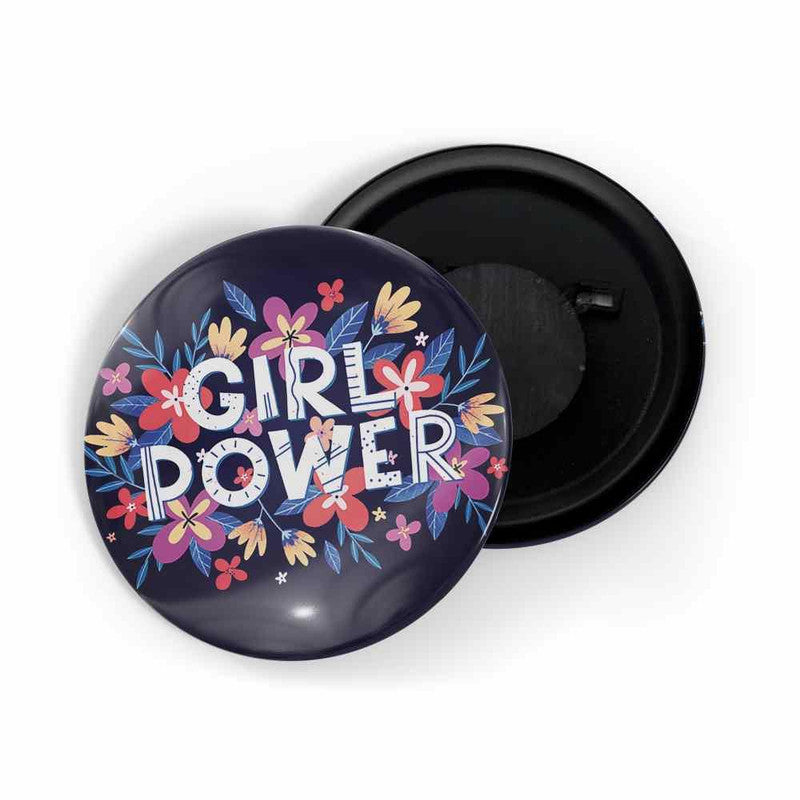 dhcrafts Blue color Round Fridge Magnet Girl Power D8 Glossy Finish Design Pack of 1 (58 mm)