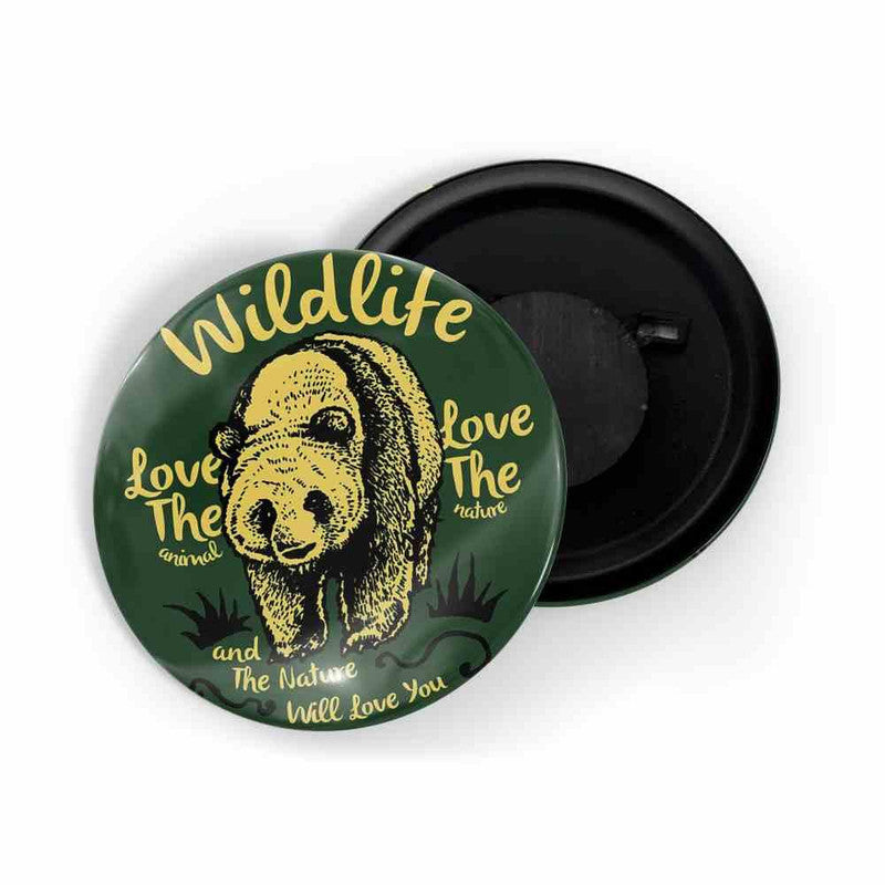 dhcrafts Green color Round Fridge Magnet Wildlife Love The Animal, Love The Nature And The Nature Will Love You Glossy Finish Design Pack of 1 (58 mm)