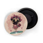 dhcrafts Orange color Round Fridge Magnet Girl Pug D2 Glossy Finish Design Pack of 1