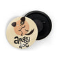 dhcrafts Brown color Round Fridge Magnet Angry Dog Glossy Finish Design Pack of 1 (75 mm)