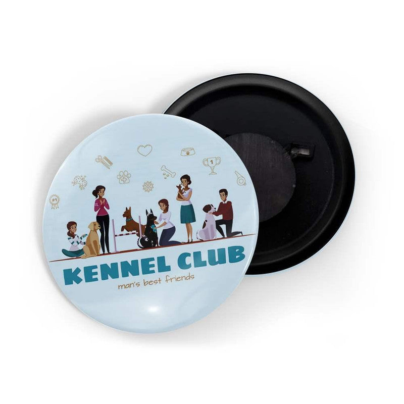 dhcrafts Blue color Round Fridge Magnet Kennel Club Man's Best Friend Glossy Finish Design Pack of 1 (58 mm)