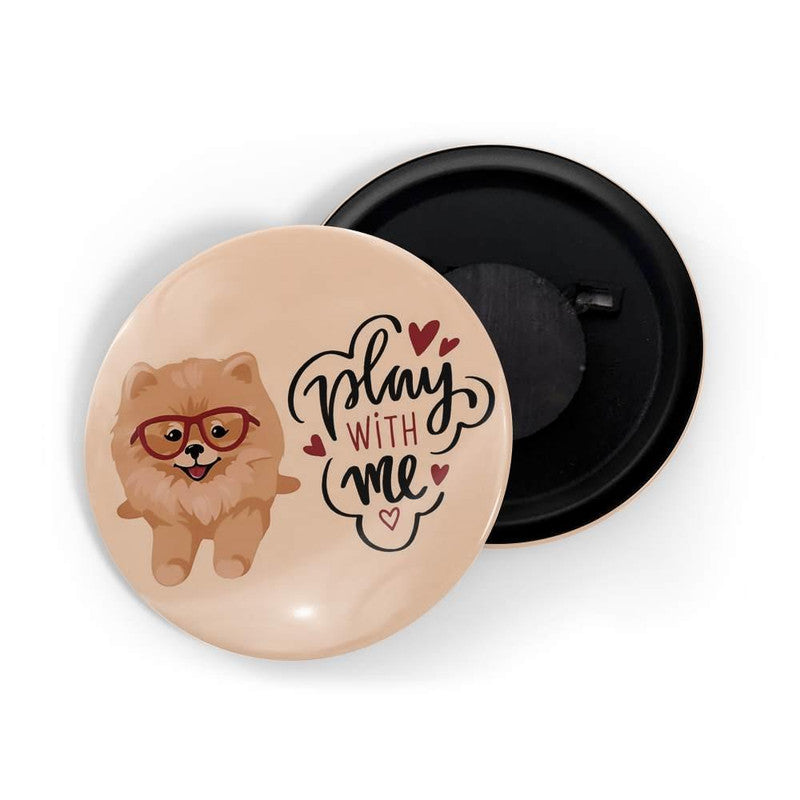 dhcrafts Orange color Round Fridge Magnet Play With Me Glossy Finish Design Pack of 1 (58 mm)