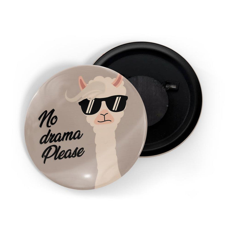 dhcrafts Grey color Round Fridge Magnet No Drama Please Lama Glossy Finish Design Pack of 1 (58 mm)