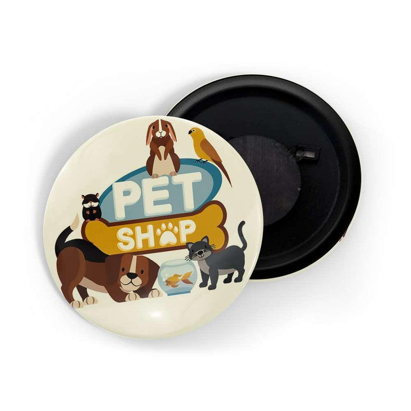 dhcrafts Yellow color Round Fridge Magnet Pet Shop D2 Glossy Finish Design Pack of 1 (58 mm)