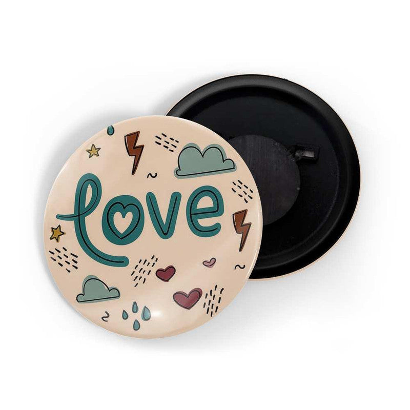 dhcrafts Pink color Round Fridge Magnet Love D4 Glossy Finish Design Pack of 1 (58 mm)