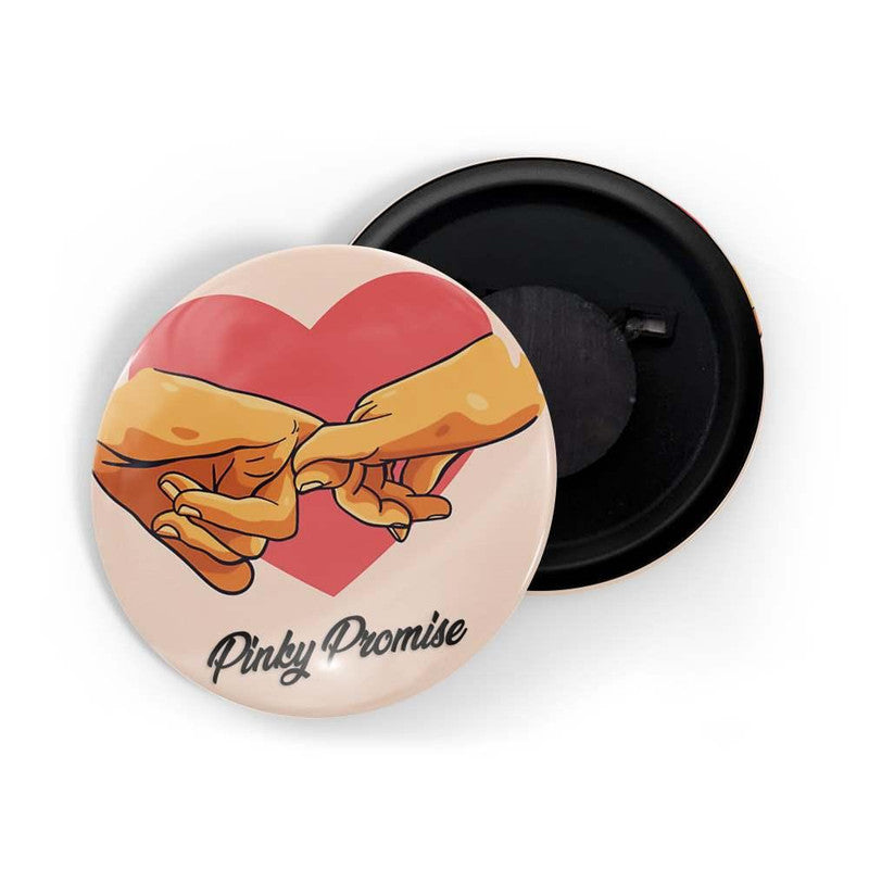dhcrafts Pink color Round Fridge Magnet Pinky Promise Glossy Finish Design Pack of 1 (75 mm)