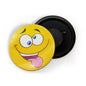 dhcrafts Yellow Color Round Fridge Magnet Goofy Face Emoji Glossy Finish Design Pack of 1 (58 mm)