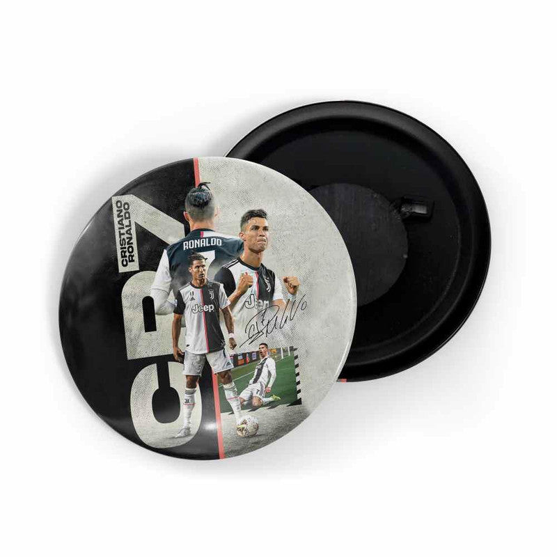 dhcrafts Round Fridge Magnet Grey color Cristiano Ronaldo Cr7 D1 Glossy Finish Design Pack of 1 (75 mm)