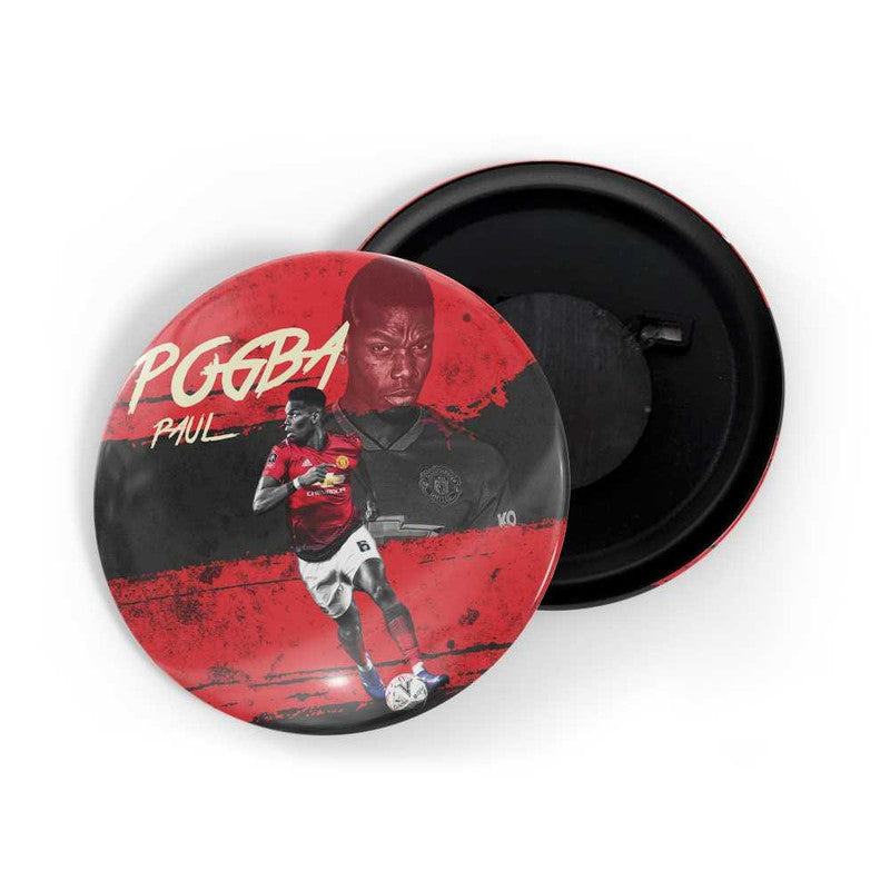 dhcrafts Round Fridge Magnet Red color Paul Pogba Glossy Finish Design Pack of 1 (75 mm)