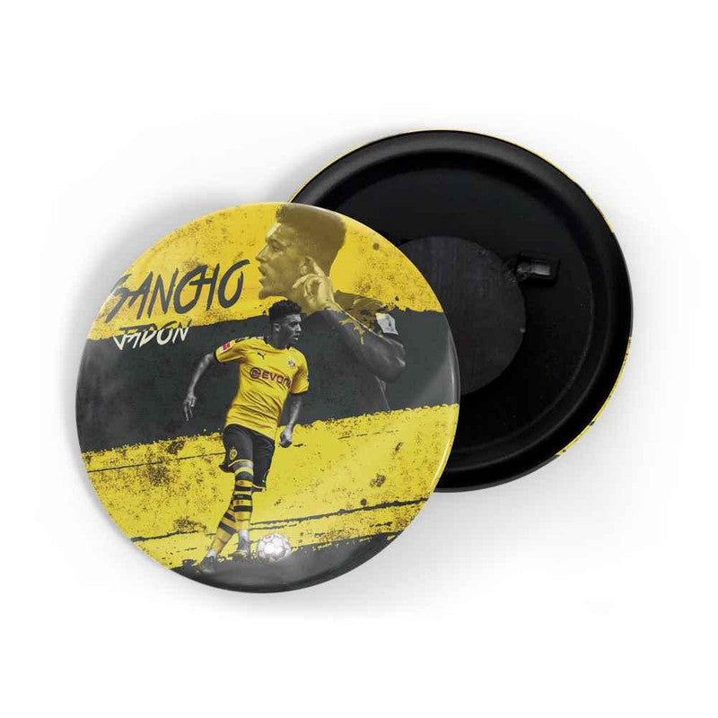 dhcrafts Round Fridge Magnet Yellow color Jadon Sancho Glossy Finish Design Pack of 1 (75 mm)