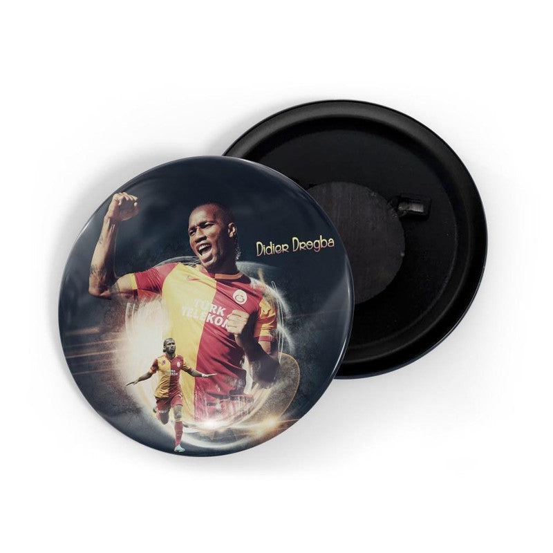 dhcrafts Round Fridge Magnet Black color Didier Drogba Glossy Finish Design Pack of 1 (75 mm)