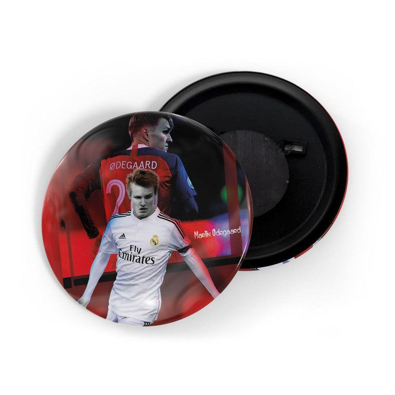 dhcrafts Round Fridge Magnet Red color Martin Odegaard Glossy Finish Design Pack of 1 (75 mm)